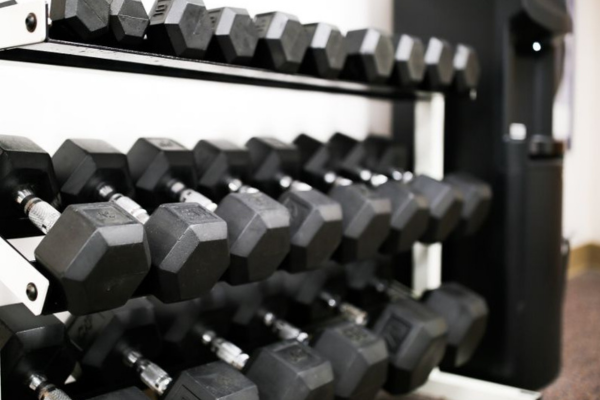 Photo of the free weights in the fitness center
